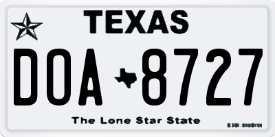 TX license plate DOA8727