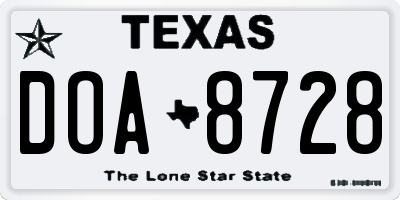 TX license plate DOA8728