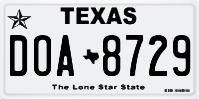 TX license plate DOA8729