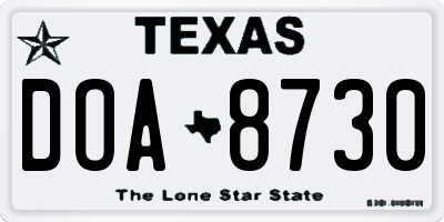 TX license plate DOA8730