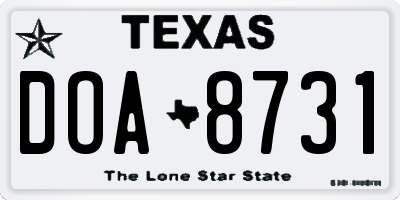TX license plate DOA8731