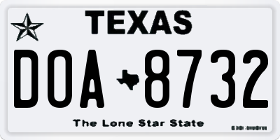 TX license plate DOA8732