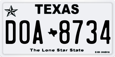 TX license plate DOA8734