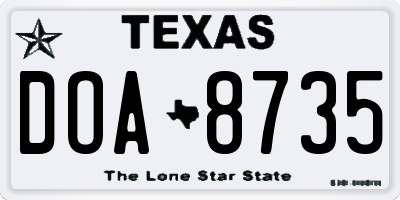 TX license plate DOA8735
