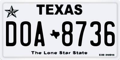 TX license plate DOA8736