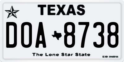 TX license plate DOA8738