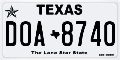 TX license plate DOA8740