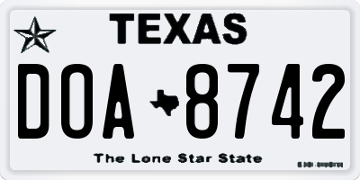 TX license plate DOA8742