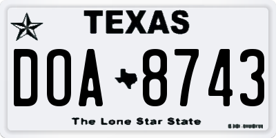 TX license plate DOA8743