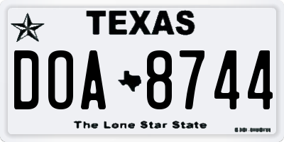 TX license plate DOA8744