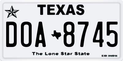 TX license plate DOA8745