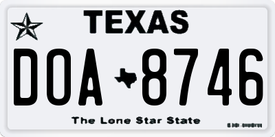 TX license plate DOA8746