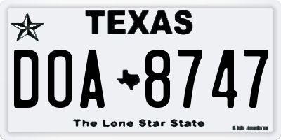 TX license plate DOA8747