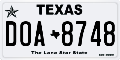 TX license plate DOA8748