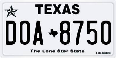 TX license plate DOA8750