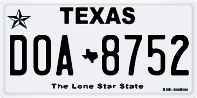 TX license plate DOA8752