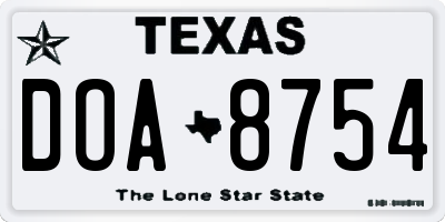 TX license plate DOA8754