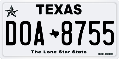 TX license plate DOA8755