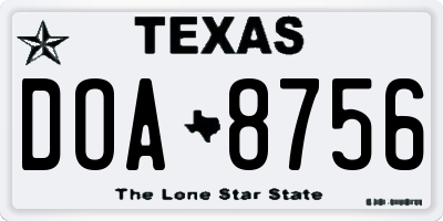 TX license plate DOA8756