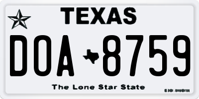 TX license plate DOA8759