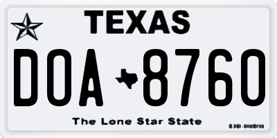 TX license plate DOA8760