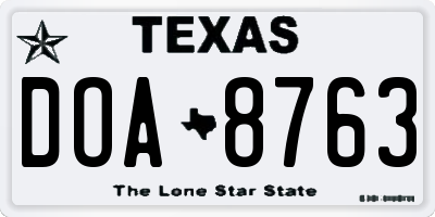TX license plate DOA8763