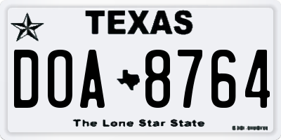TX license plate DOA8764