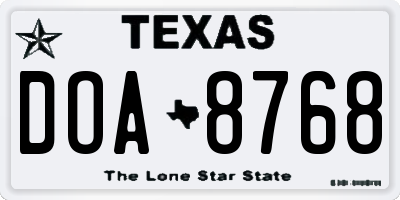 TX license plate DOA8768