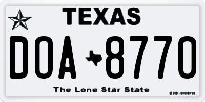 TX license plate DOA8770