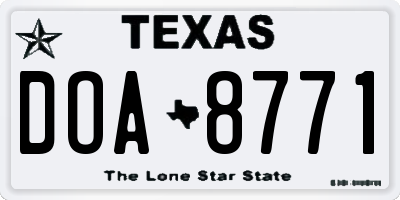 TX license plate DOA8771