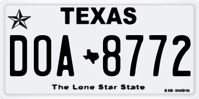 TX license plate DOA8772