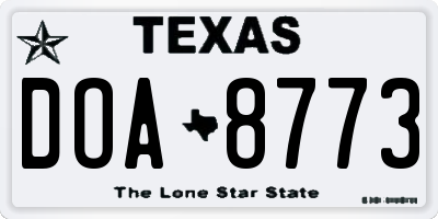 TX license plate DOA8773