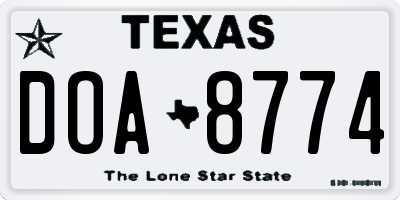 TX license plate DOA8774
