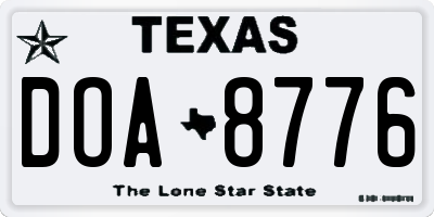 TX license plate DOA8776
