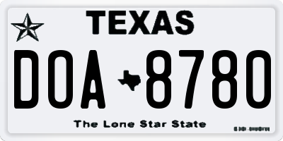 TX license plate DOA8780