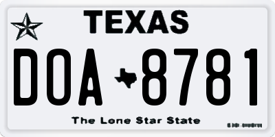 TX license plate DOA8781