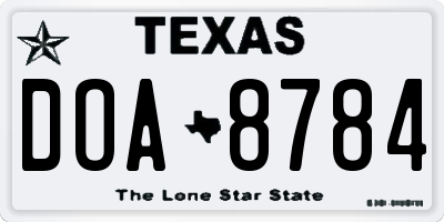 TX license plate DOA8784