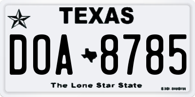 TX license plate DOA8785