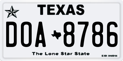 TX license plate DOA8786