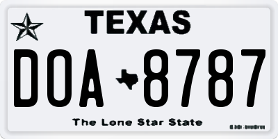 TX license plate DOA8787
