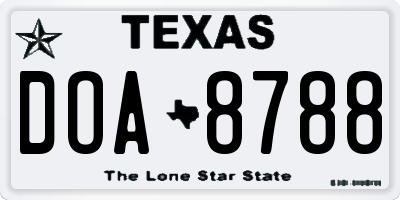 TX license plate DOA8788