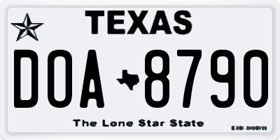 TX license plate DOA8790