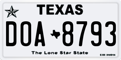 TX license plate DOA8793