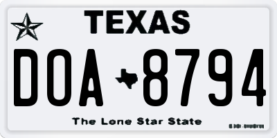 TX license plate DOA8794