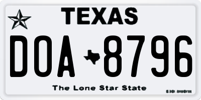 TX license plate DOA8796