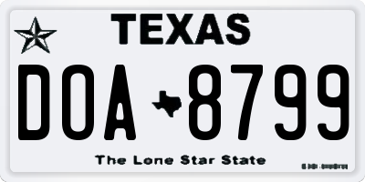 TX license plate DOA8799