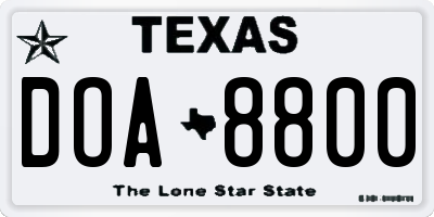 TX license plate DOA8800