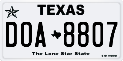 TX license plate DOA8807