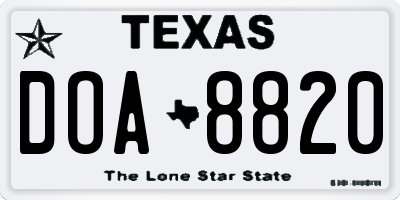 TX license plate DOA8820