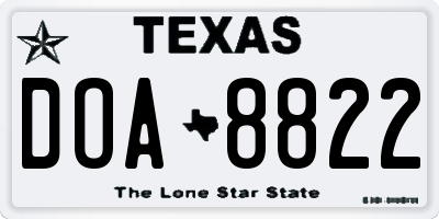 TX license plate DOA8822